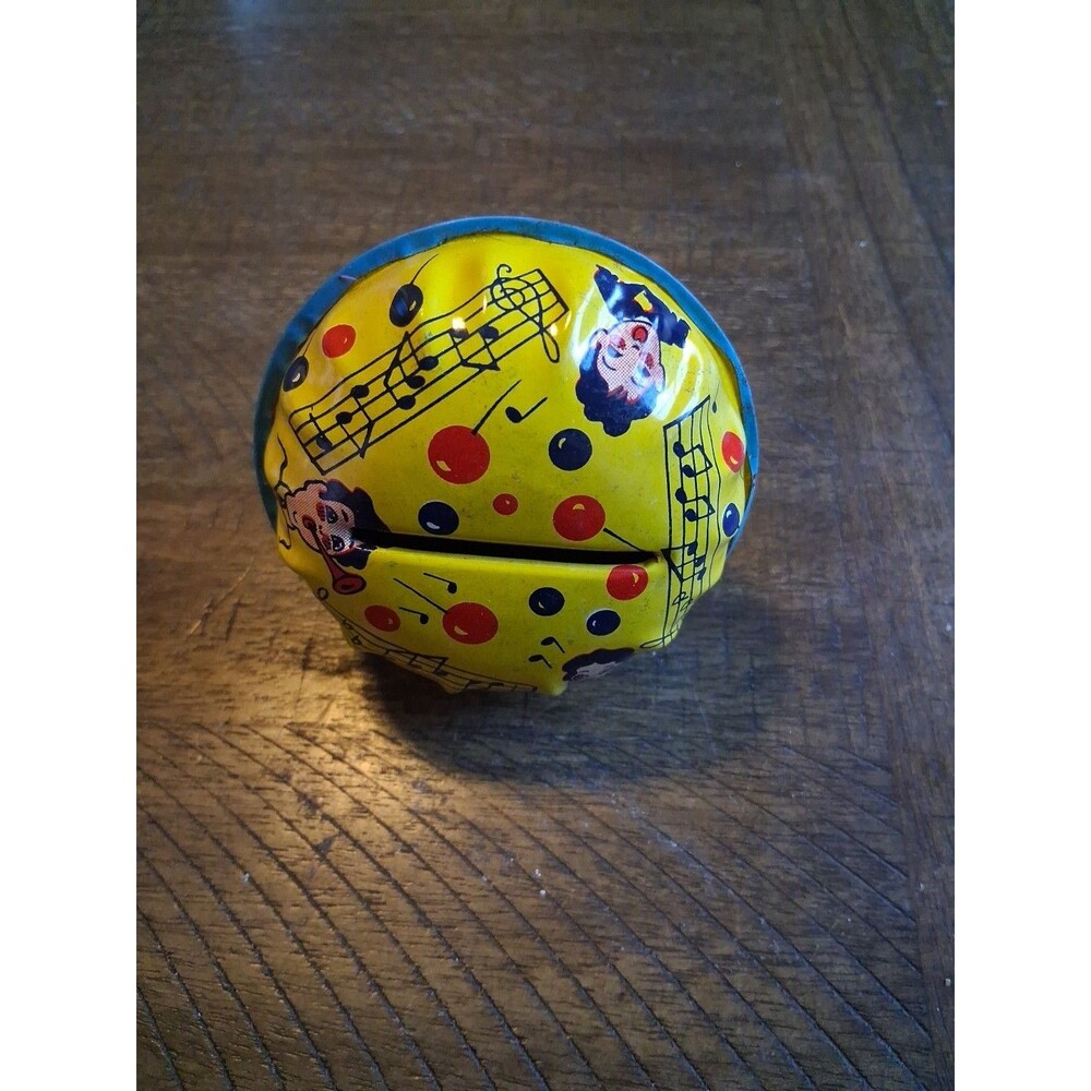 Kirchhof Life of the Party Vintage Tin Noisemaker Yellow Red Blue Musical Clown